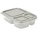 Sunsella Buddy Boxes - 3 Compartment Containers (4 Pack) Reusable Bento Lunch box & Divided Food Storage With Grey Lids (Not Leakproof)