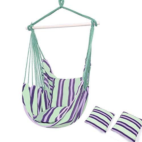 eyesonme Hammock Hanging Rope Chair Porch Swing Seat Outdoor Camping Portable Green