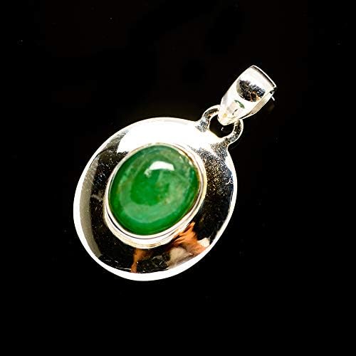 Ana Silver Co Emerald 925 Sterling Silver Pendant 1 1/4" - Handmade Jewelry, Bohemian, Vintage PD705982