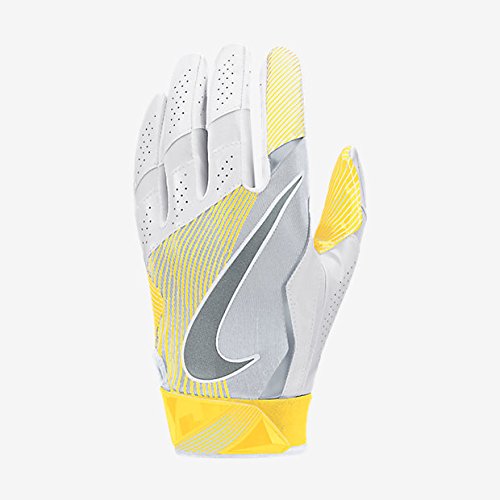 white and yellow football gloves