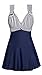 MiYang Women's One Piece High Waist Padded Swim Dress, Dark Blue Stripe, Tag Size 4XL=XL (US 16-18)