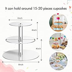 3 PCS Acrylic Cupcake Stand 2 Set of 3 Tier Clear