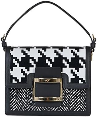ROGER VIVIER WOMEN'S RBWAMAB5100E6N050D WHITE/BLACK LEATHER SHOULDER BAG