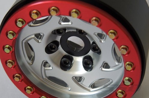 SSD RC 1.9" Champion Beadlock Wheels (Silver / Red) (2)