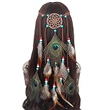 Feather Headband Hippie Indian Boho Hair Band Tassel Bohemian Halloween Hair Hoop Women Girl Crown Hairband Party Decoration Headdress Cosplay Costume Headwear Headpiece Hair Accessories Dreamcatcher