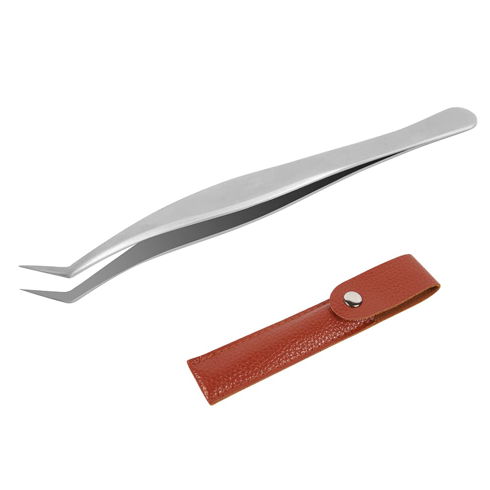 Lunamoon Eyelash Extension Tweezers Eyelash Tweezers for Eyelashes Straight and Curved Tips Nipper Professional Stainless Steel Precision Tweezers Set (LM-01)