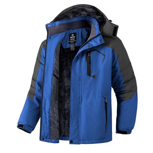 Wantdo Men's Mountain Ski Jacket Winter Coat Waterproof Hooded Snowboard Jacket Warm Outdoor Jacket Windproof Men