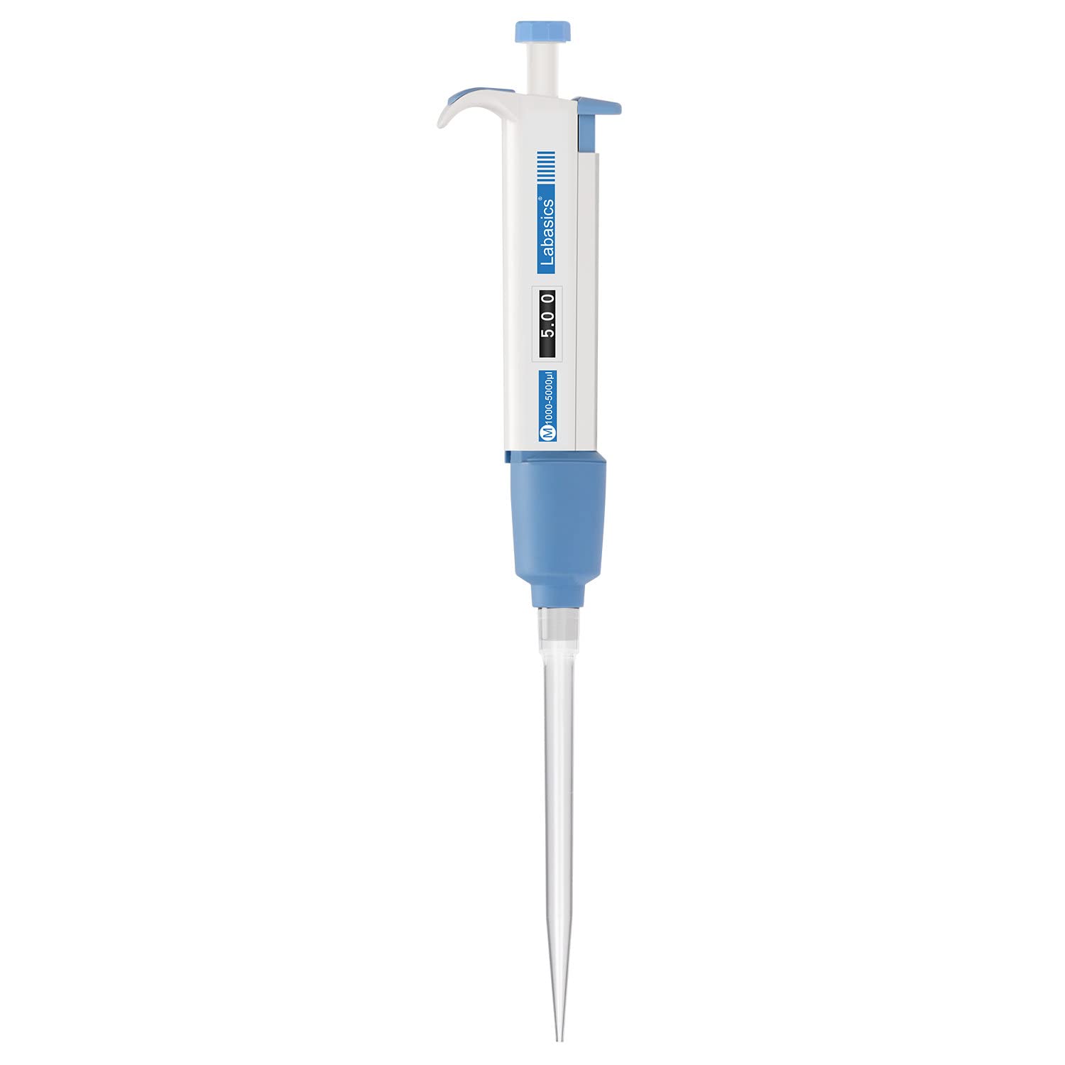 Labasics Single Channel Pipettor Controller, Adjustable Variable Volume Micropipette Pipette Pipet with Replaceable Tip Cone for Laboratory Research, 1000-5000 µL