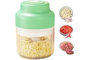 Electric Garlic Chopper with USB Rechargeable Design, Portable Food Processor for Garlic, Onion, Chili, Nuts, Vegetables, One