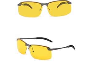 Holibanna Night Driving Sunglasses for Men Women Anti-reflective Yellow Lens with Metal Frame Glare-reducing