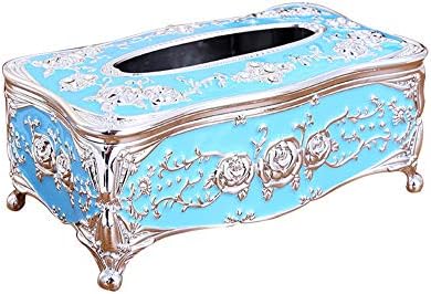 Meltset M Tissue Box Holder Rectangular for Car Kitchen Table Bedroom Bar Napkin Box Cover Silver Blue