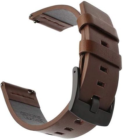 Jewh Italy Oil Leather Watchband for Pebble Time - LG Watch Band - Round 20mm Men Huawei Watch 2 (Sport) - Ticwatch 2 - Quick Release Band - Wrist Strap (Brown B)