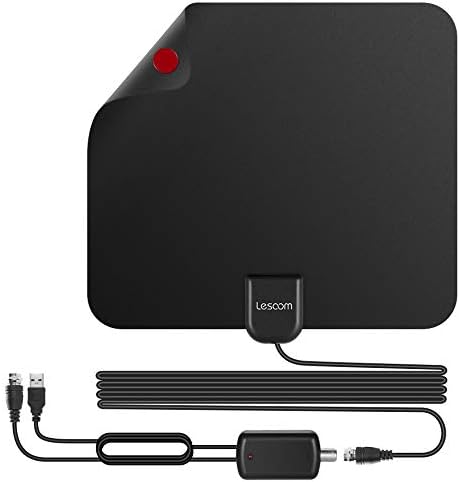 Lesoom 2018 Newest Best 80 Miles Long Range TV Antenna Freeview Local Channels Indoor Basic HDTV Digital Antenna for 4K VHF UHF with Detachable Ampliflier Signal Booster Strongest Reception