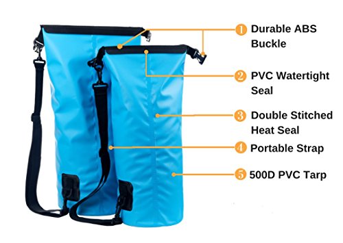 Dry Bags Waterproof Set of 2 ABTECH - 10 & 20 Liters - for Boating, Camping, Kayaking, Swimming, and Watersports