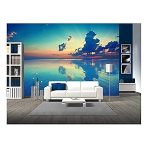 Early Morning, Sunrise Over Sea - Removable Wall Mural | Self-Adhesive Large Wallpaper - 66x96 inches