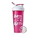 GOMOYO Love Life on BlenderBottle Brand Classic Shaker Cup, 28oz Capacity, Includes BlenderBall Whisk (Pink/White - 28oz)