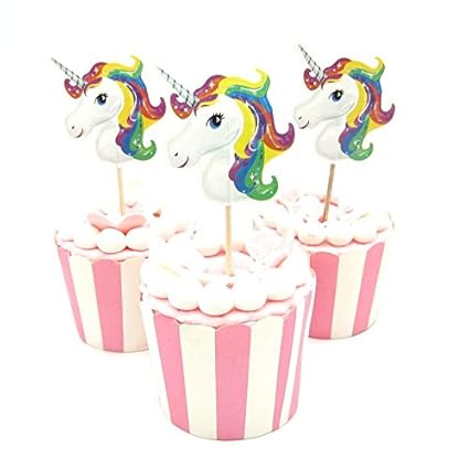 Amazon Com 40 Pieces Unicorn Cupcake Topper Food Picks For Kids
