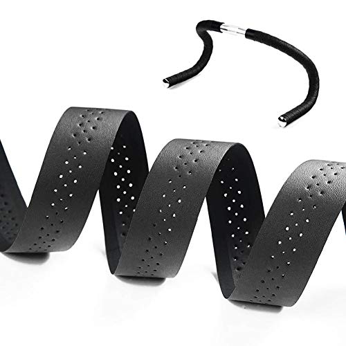 image for UEB 2pcs Cycling PU Leather Handle Punching Bicycle Grips Anti-Slip Sw