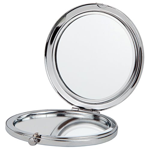 Cello Wooden Compact Mirror, Double Sided Mirror, 1X And 5X Magnification, Pocket-Sized Mirror, Circular, Perfect For Travel