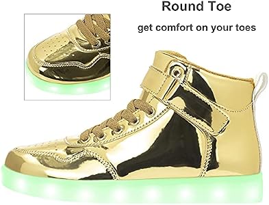 Aptesol Kids Youth Led Light Up Sneakers Unisex Boys Girls High Tops Cute Cool Flashing Shoes Halloween Xmas School Birthday Party Dancing Shoes Gold 10 Toddler Amazon Ae