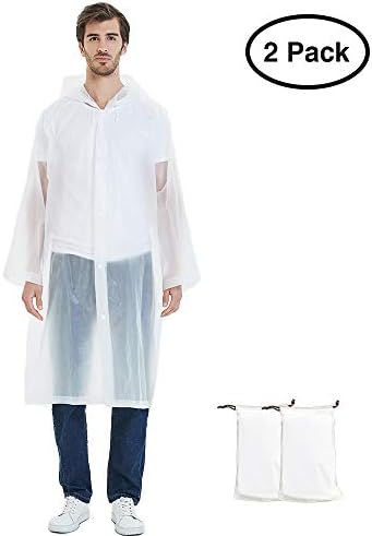 SweetFlash Unisex Rain Poncho for Adults, EVA Reusable Portable Raincoat with Drawstring Hood, Perfect for Theme Park, Hiking, Camping or Traveling