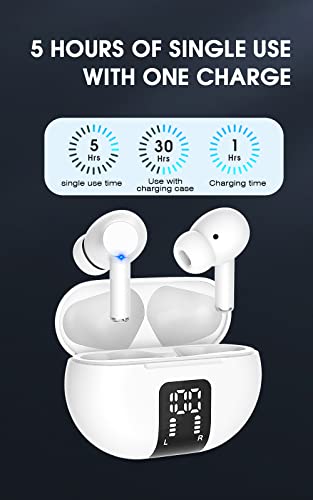 Wireless Earbud Bluetooth 5.3 Headphones with Charging Case, IPX7 Waterproof, 4 Mics in-Ear Earbuds, Long Playtime, High-Fidelity Stereo Earphones, ENC Noise Cancelling Headset for Sports and Work