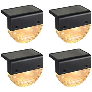 Solar Fence Lights,Outdoor 4 Pack Decorative Solar Deck Lights, Waterproof LED Solar Step Lights for Garden, Decor, Front Door, Railing, 2 Lighting Modes, Warm White/Color Changing