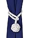 Home Queen Curtain Tiebacks Hand Knitting Cord Rope Holdbacks, Decorative Window Curtain Tie, Drapery Tie Back with Single Ball (1 Pair, Off White)