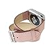 Wearlizer Genuine Leather Watch Band Replacement Strap w/Metal Clasp for Apple Watch All Models Double Tour Design - 38mm Pink