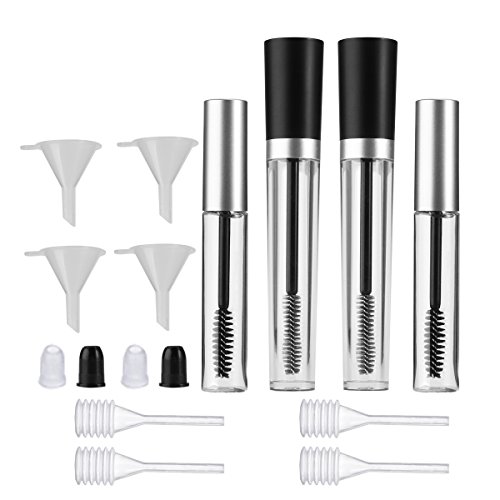 Frcolor 7.5 ml/ 10 ml Empty Mascara Tube Eyelashes Tube Eyelash Cream Container Bottle with Wand Rubber Inserts Funnels Transfer Pipettes