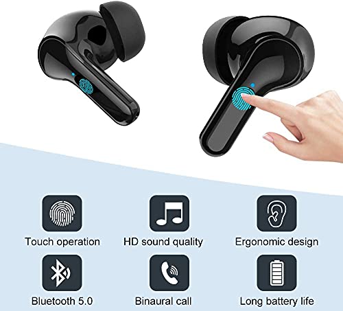 MuGo Wireless Earbuds, Bluetooth Headphones with Premium Sound Quality 8H Playtime, IP7 Waterproof Bluetooth Earbuds, Ultra-Lightweight, Built-in Mic, Touch Control Noise Cancelling in-Ear Earbuds