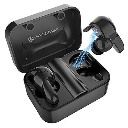 Auriculares Inalámbricos Bluetooth 5.0 con Mini Twins Estéreo In-Ear Deportivos Auriculares Carga Rapida IPX6 Resistente al Agua con Micrófono Dual con Caja de Carga para iPhone y Android（Negro）