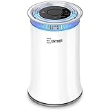 Enther Air Purifier with True HEPA Filter, Air Filter for Allergies Pets Smoke Smokers Home Mold Dust, Air Cleaner Odor Eliminator for Large Room with Air Quality Monitor, Optional Night Light
