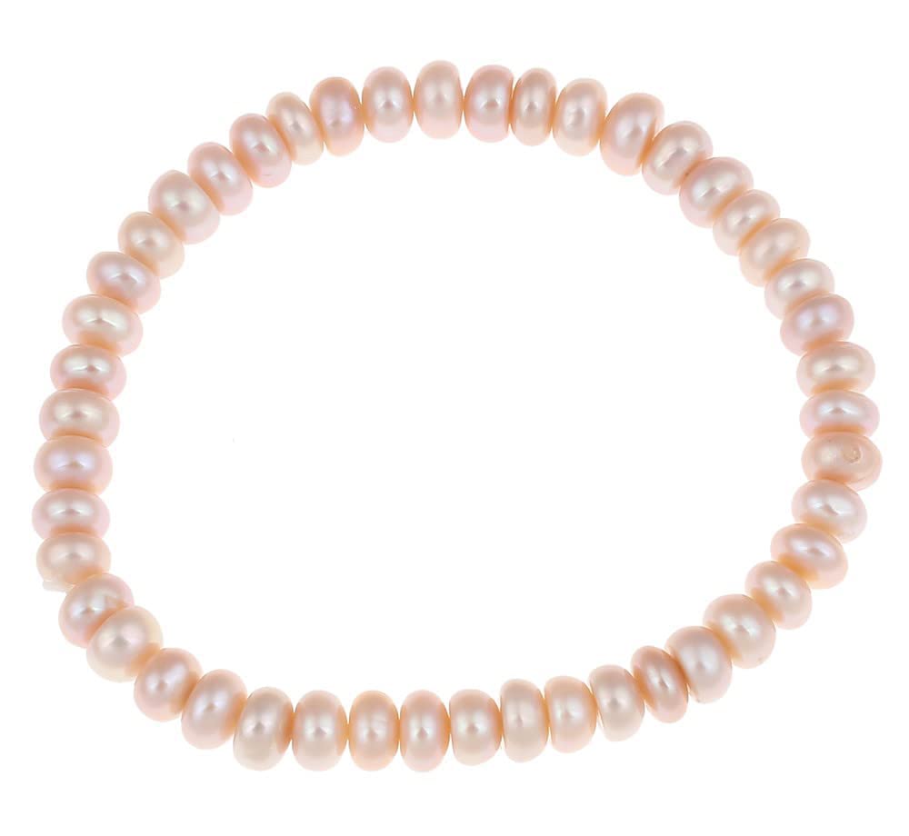 Treasure Bay Stunning 8-9mm Freshwater Pearl Bracelet for Women and Girls (Pink)
