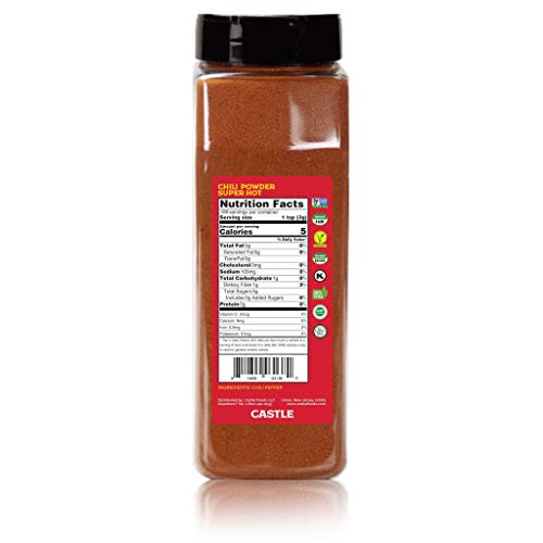 Castle Foods | CHILI POWDER SUPER HOT, 20 oz Premium Restaurant Quality - Unblended