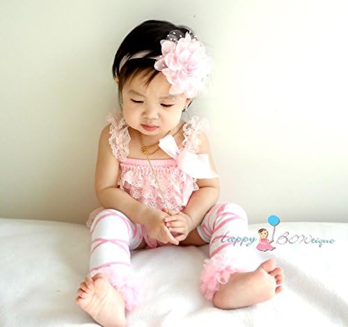 Baby Pink Ballerina Lace Romper and Leg Warmers set, Baby Girl 1st Birthday Outfit