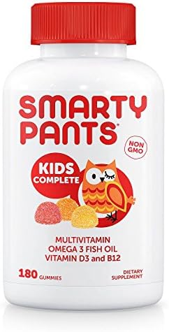 SmartyPants Kids Complete Daily Gummy Vitamins, Gluten Free, Multivitamin & Omega 3 Fish Oil, 180 Count