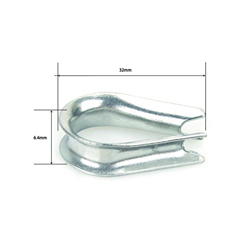AUSPA 50-Pack 1/5 Inch Aluminum Crimping Loop Sleeve & 5-Pack Wire Rope Thimble M5 For Wire Rope and Cable - Thumbnail 2