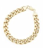 Men's Yellow Gold Tone 9mm Cuban Curb Chain Link Bracelet