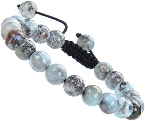 MSBeads Natural Healing Power Gemstone Crystal Beads Unisex Adjustable Macrame Bracelets 8mm
