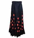 La Señorita Spanish Flamenco Dance Skirt Children Black red dots (Size 10-7/8 Years)