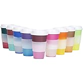 Chordobe Hot Color Changing Reusable Cups 9 Pack 16 oz Bulk Plastic TO-GO Coffee Cups with Lids - Travel Tumblers for Kids and Audlts