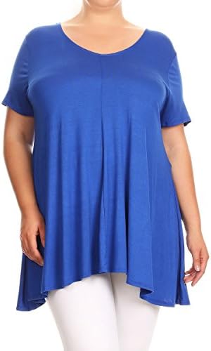 {4013X BAGEL FASHION} WOMEN'S FASHIONABLE SUPER SOFT LOOSE FIT PLUS SIZE TOP (3X LARGE, ROYAL)