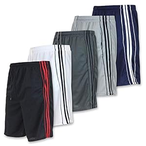 Real Essentials 5 Pack: Men’s Mesh Athletic Performance Gym Shorts with Pockets (S-3X)