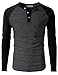 H2H Men's Slim Fit Casual Henley Long Sleeve Baseball Jersey Knit Shirt CHARCOALBLACK US L/Asia XL (CMTTL077)