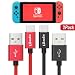 Charger Charging Cable for Nintendo Switch, 2 Pack 6.6Ft USB Type C Cable Nylon Braided USB C to USB A Fast Data Sync Cord for Nintendo Switch, Google Pixel, Samsung Galaxy S9 S8 Note 9 (Red+Black)