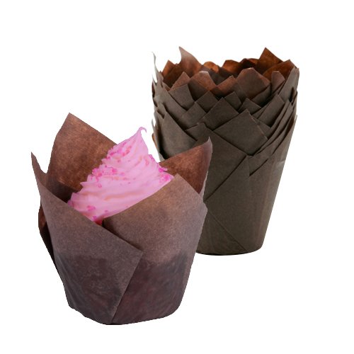 Tulip Cupcake Liners Baking Cups 200Pcs, (Brown) Fluted Style