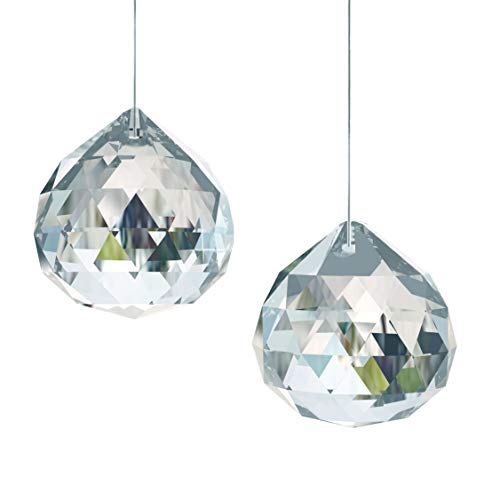 CandyHome Glass Crystal Ball Prism Pendant Feng Shui Suncatcher Hanging Window Rainbow Suncatcher Crystal 40mm Pack of 2