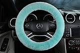 ANDALUS Car Steering Wheel Cover, Fluffy Pure Australia Sheepskin Wool, Universal 15 inch (Mint Green)