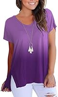 onlypuff Womens High Low Summer Casual Tunic Tops Short Sleeve V Neck T Shirts
